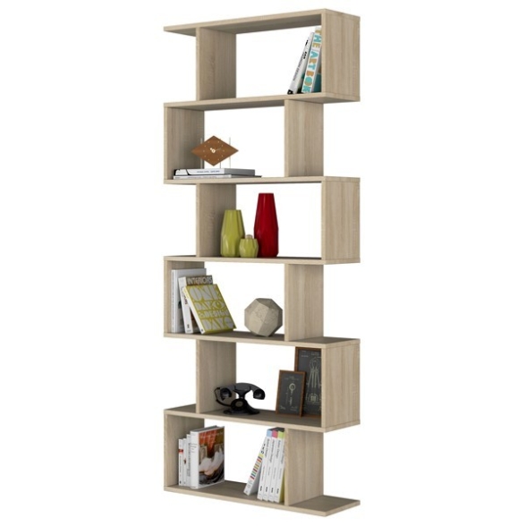 Libreria Alta Moderna Design A Zig Zag 80x25x192 Legno Rovere Athena