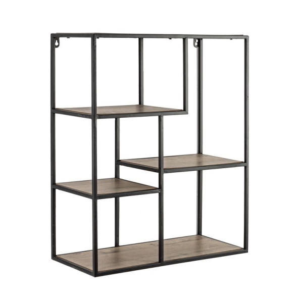 Mensola libreria a muro 5 ripiani legno e acciaio stile industrial 5P Shape Bizzotto