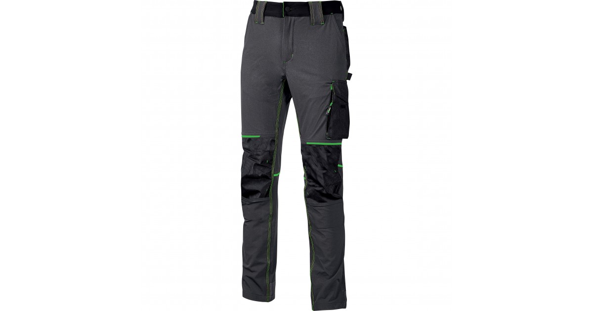 Pantalone Da Lavoro In Tessuto Stretch Idrorepellente Atom U-Power Grigio E Verde
