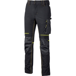 Pantalone Da Lavoro In Tessuto Stretch Idrorepellente Atom U-Power Nero E Giallo