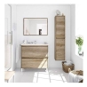 Mobile bagno 80 cm con colonna, lavabo e specchio rovere - Dakota 94611