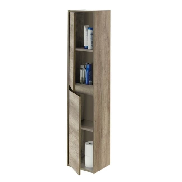 Mobile bagno 80 cm con colonna, lavabo e specchio rovere - Dakota 94611
