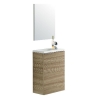 Mobile Bagno Sospeso 40 Cm Rovere Con Lavabo E Specchio Compact