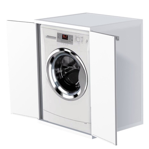 Mobile Coprilavatrice Esterno In Resina PVC Bianco 2 Ante 69x65x88 Cm