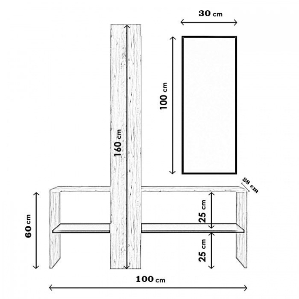 Mobile Ingresso Con Appendiabiti Specchio E Mensole Effetto Legno Aurora