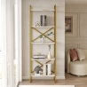 Libreria Oro 58x30x175 Cm 5 Ripiani Effetto Marmo Decus