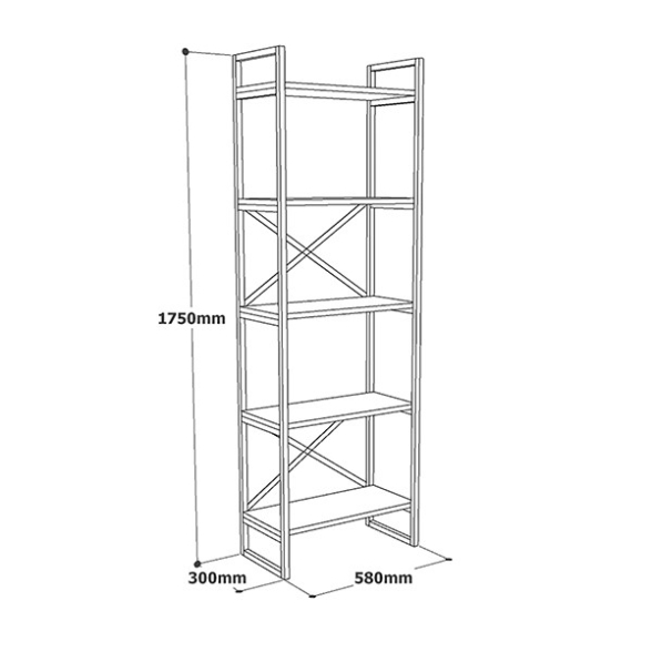 Libreria Oro 58x30x175 Cm 5 Ripiani Effetto Marmo Decus