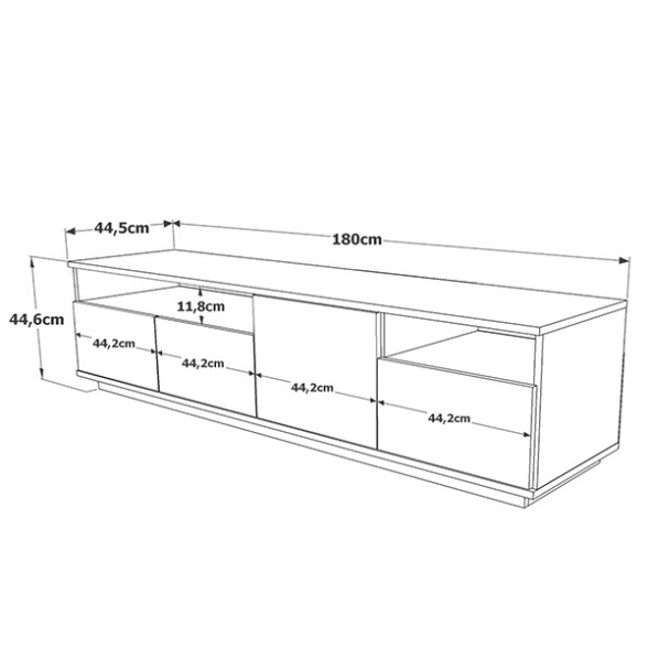 Mobile TV Moderno 180x45x45 Antracite E Legno Nemus