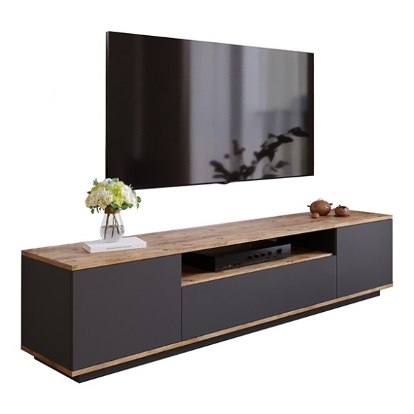 Mobile TV Moderno 180x45x45 Antracite E Legno Todd