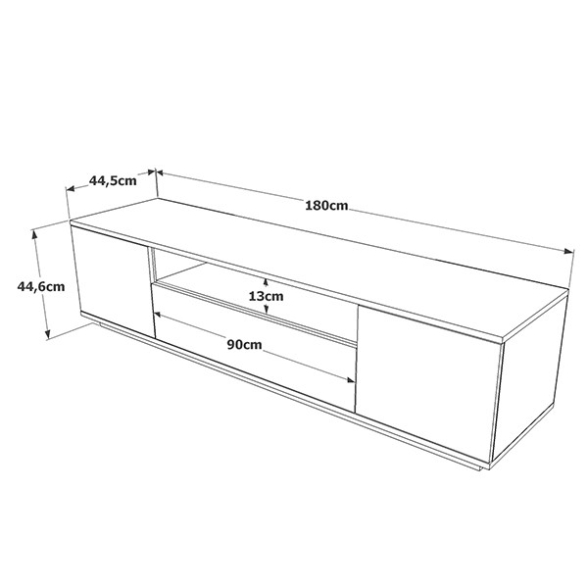 Mobile TV Moderno 180x45x45 Antracite E Legno Todd