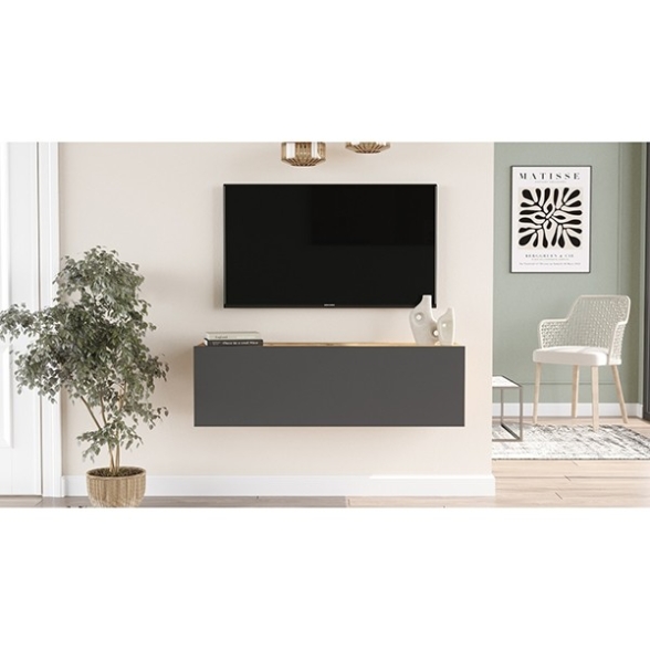 Mobile TV Sospeso 100 Cm 1 Anta Frontale Legno E Antracite Roy