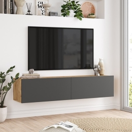 Mobile porta TV Sospeso 140 cm Rovere E Antracite Lenny