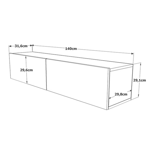 Mobile porta TV Sospeso 140 cm Rovere E Antracite Lenny