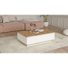 Tavolino Basso Da Salotto 90x60x28 Con Vani Interni Bianco E Rovere Frame