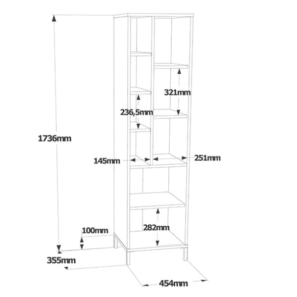 Armadio Da Bagno Multiuso 45x36x174 Con Ante E Vani Aria Bianca