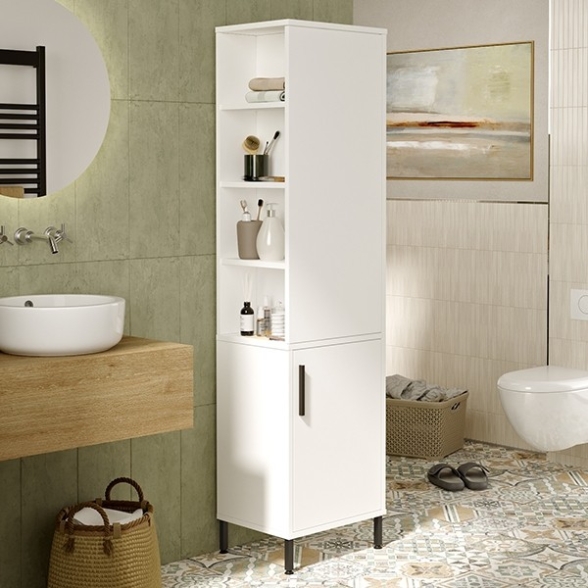 Colonna Da Bagno Multiuso Con Vani Laterali E Piedini Mendy Bianca