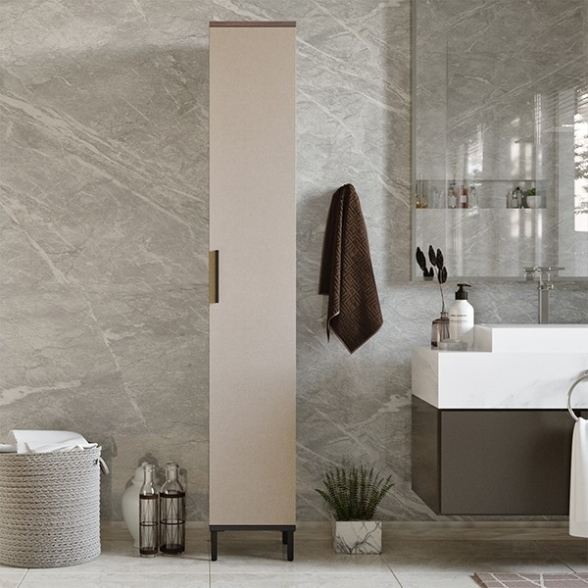 Colonna Da Bagno Multiuso 30x30x184 Cm Visone Cotton E Legno Nadia