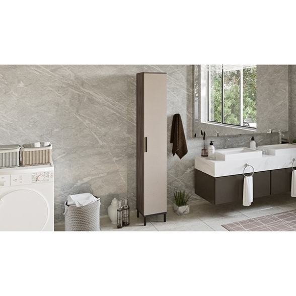 Colonna Da Bagno Multiuso 30x30x184 Cm Visone Cotton E Legno Nadia
