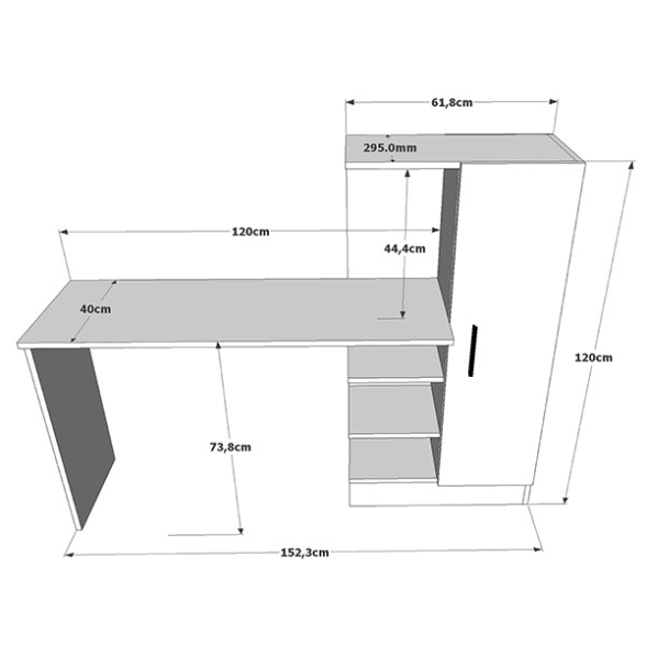 Scrivania Libreria Moderna 152 Cm Lambda Effetto Legno E Nera Lambda