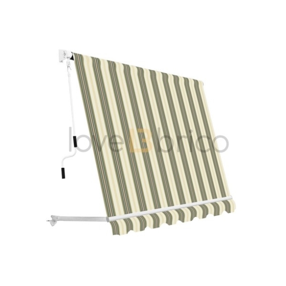 Tenda Da Sole Sangiorgio 250x250 A Caduta Senza Cassonetto Con Braccetti Telo Rigato Beige