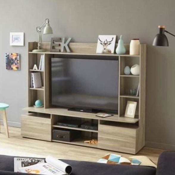 Parete Attrezzata Soggiorno 165x150x40 Kit Mobile Porta TV Living Rovere Legno