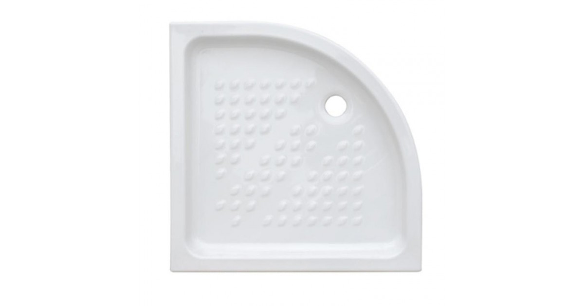 Piatto doccia semicircolare 80 x 80 cm H 10 cm porcellana antiscivolo bianco