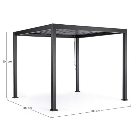 Pergola Bioclimatica 3x3 In Alluminio Antracite Scura Pacific Bizzotto