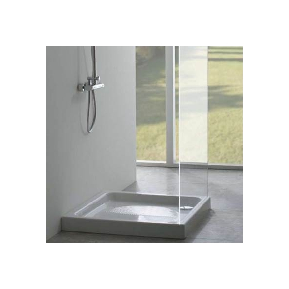Piatto doccia quadrato 70 x 70 cm H 10 cm porcellana antiscivolo bianco