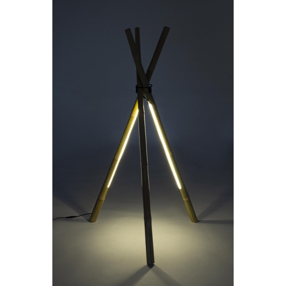 Piantana treppiede a led in bamboo altezza 109 cm arredo Bizzotto