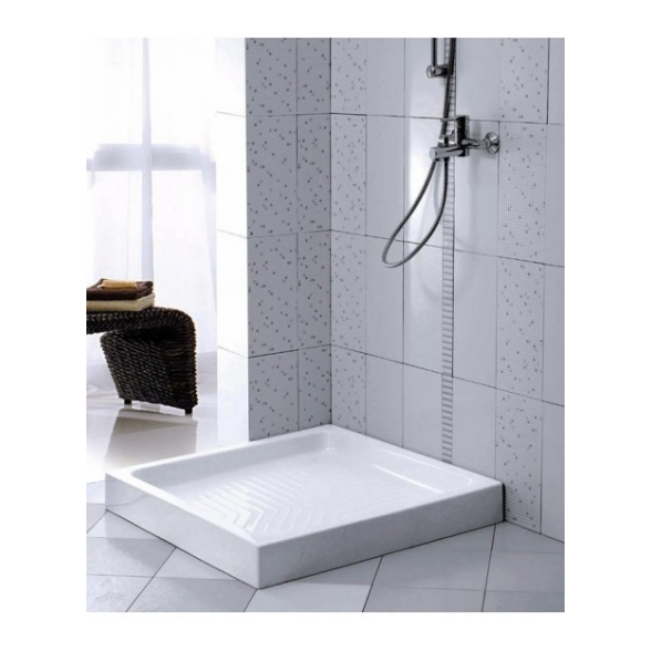 Piatto doccia quadrato 70 x 70 cm H 10 cm porcellana antiscivolo bianco