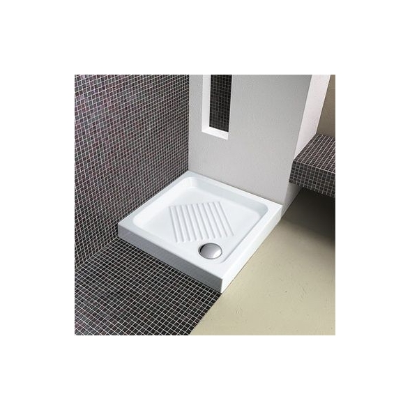 Piatto doccia quadrato 70 x 70 cm H 10 cm porcellana antiscivolo bianco