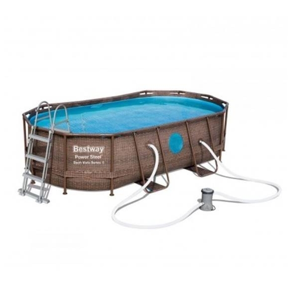 Piscina fuori terra in rattan con oblò 4,27x2,5x1,00 mt con pompa Bestway 56714