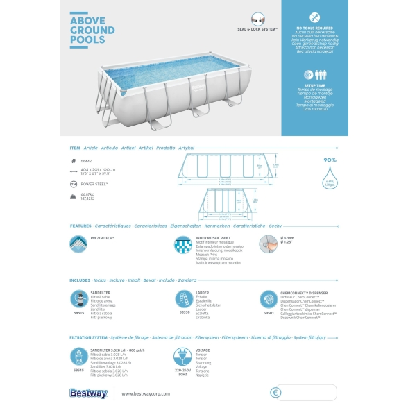 Piscina fuori terra 404x201x100 con pompa a sabbia e scaletta Bestway