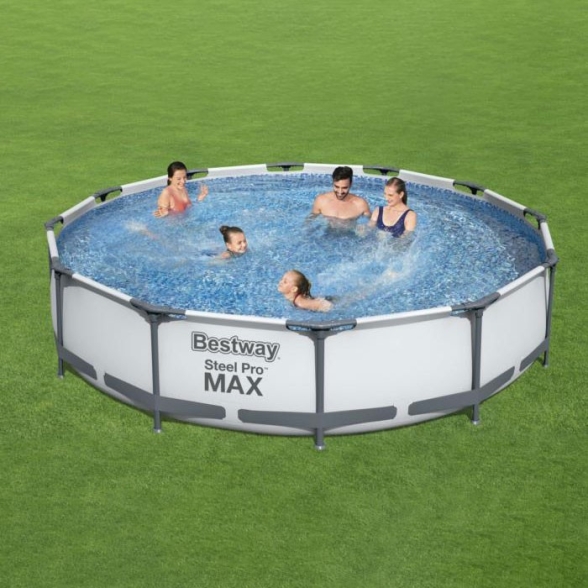 Piscina fuori terra rotonda 366x76 cm con pompa Steel Pro MAX Bestway