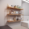 Mensola A Muro 3 Ripiani In Legno E Metallo 60x16x62 Rovere E Oro Jude