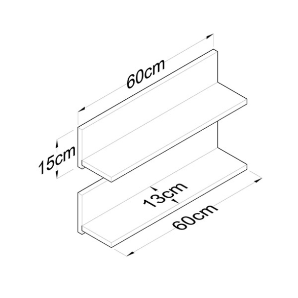 Set 2 Mensole A Parete 60 Cm Effetto Legno Delia