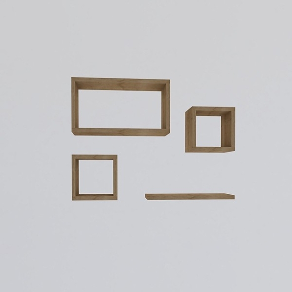 Set Di Mensole A Parete Effetto Legno Con Cubi Effetto Legno Alma