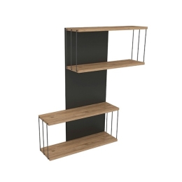 Mensola Multiripiano Industrial 65x19x96 Antracite E Legno Ellie
