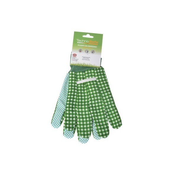 Guanti da giardino in cotone con palmo puntinato Technosafe Tulip verdi