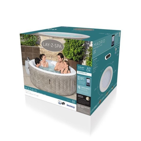 Piscina Idromassaggio Gonfiabile 180x66 Lay-Z-Spa Madrid Bestway 60055