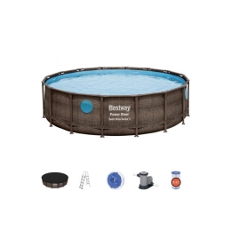 Piscina rattan con oblò rotonda ø 488x122 cm con pompa a cartucce Bestway 56725