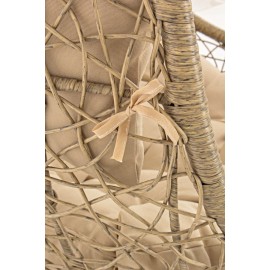 Poltrona sospesa legno naturale con cuscini e struttura in ferro Amirantes Bizzotto