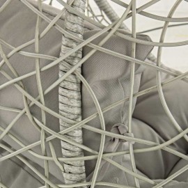 Poltrona sospesa tonda colore grigio con cuscini e struttura in ferro Amirantes Bizzotto