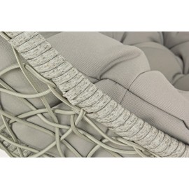 Poltrona sospesa tonda colore grigio con cuscini e struttura in ferro Amirantes Bizzotto
