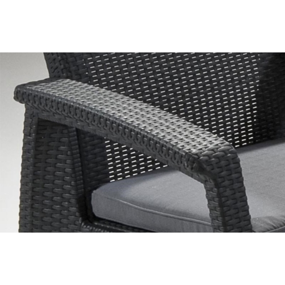 Tavolo King In Dura Resina Finto Rattan – 80x80x73 Cm, Antracite, 100% Made In Italy, Per Interni Ed Esterni