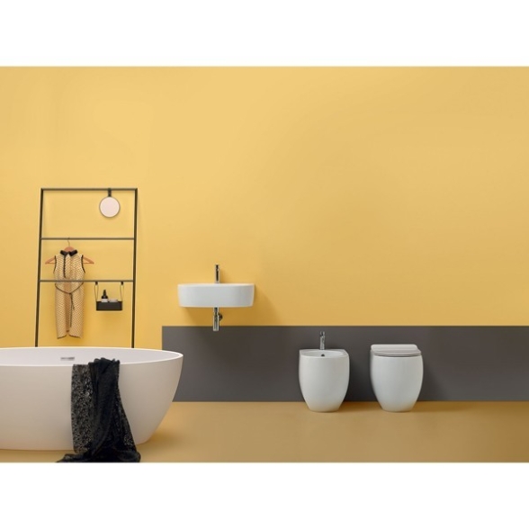 Sanitari Filo Muro WC + Bidet + Sedile Flo NORIM Kerasan Salva Spazio