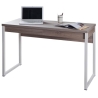 Scrivania In Legno Scuro Gambe Metallo Moderna 2 Cassetti 120x50xH75 Cm