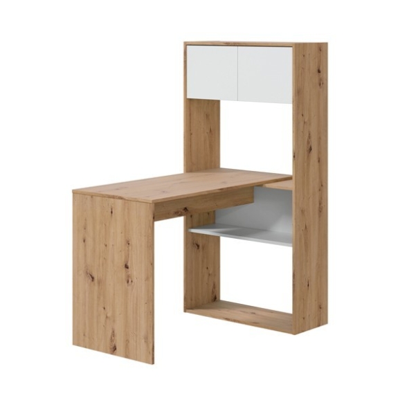 Scrivania Libreria Moderna Doppia Configurazione Reversibile Bianco E Rovere