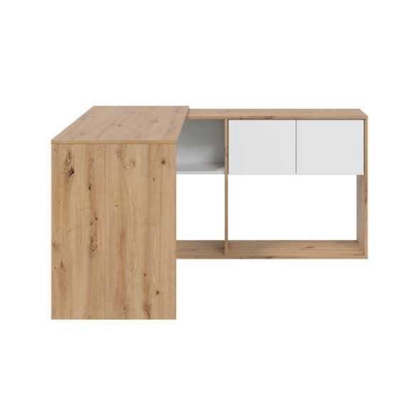 Scrivania Libreria Moderna Doppia Configurazione Reversibile Bianco E Rovere