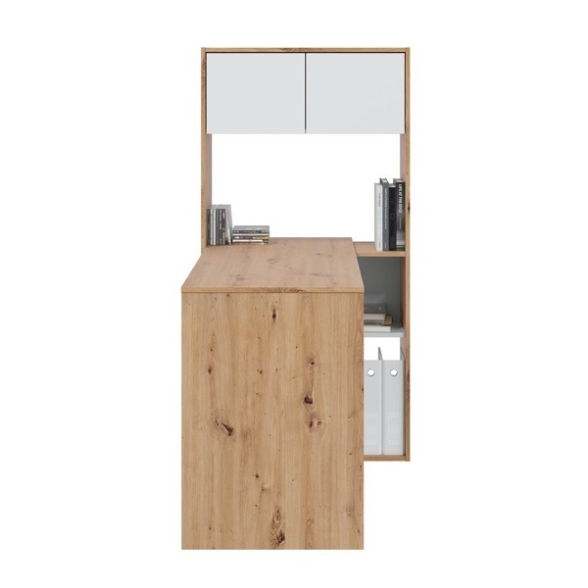 Scrivania Libreria Moderna Doppia Configurazione Reversibile Bianco E Rovere